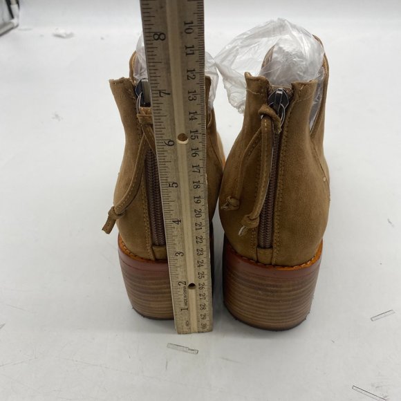 Shoes Ydn Mid Heels Ankle Bootie Almond Toe Block Low Heel Pumps